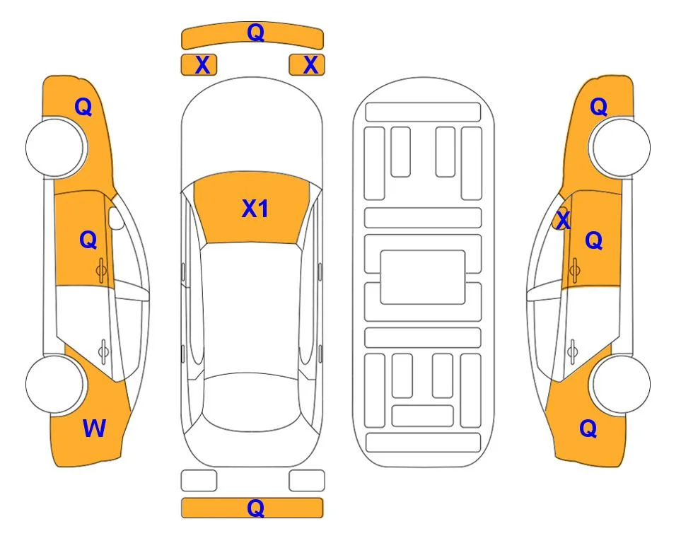 Body diagram with the marks of Lotte Auto Auction
