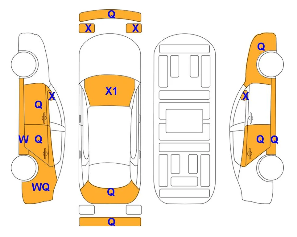 Body diagram with the marks of Lotte Auto Auction