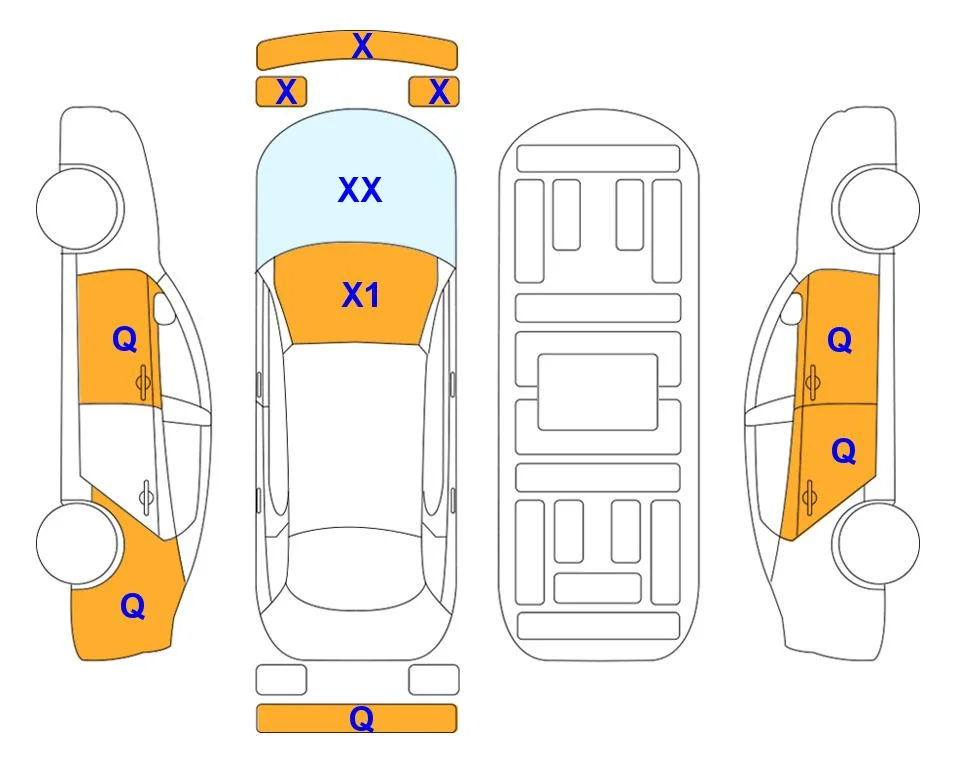 Схема кузова с отметками аукциона Lotte Auto Auction