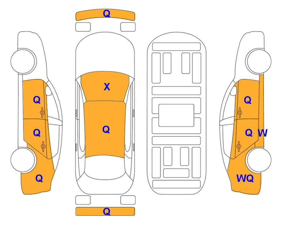 Схема кузова с отметками аукциона Lotte Auto Auction