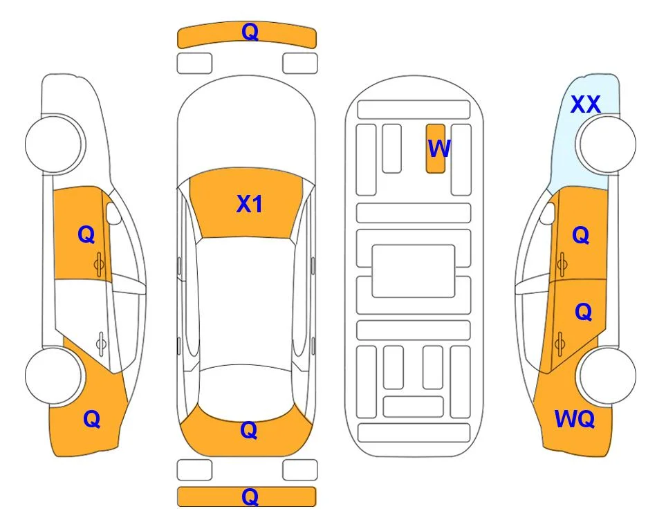 Body diagram with the marks of Lotte Auto Auction
