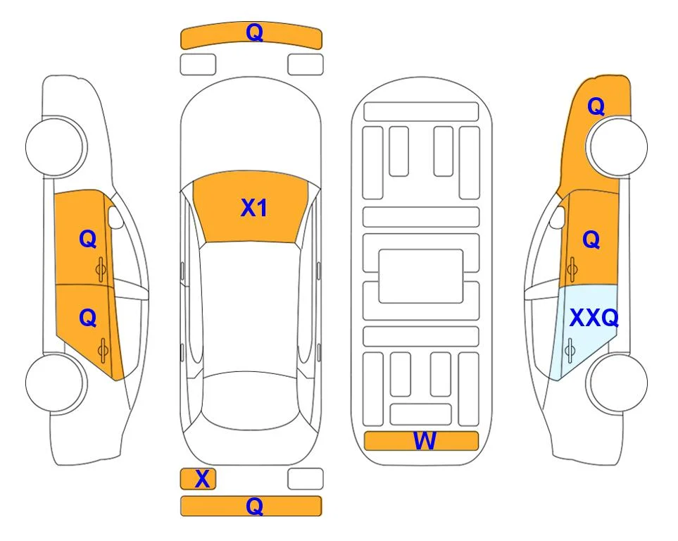 Схема кузова с отметками аукциона Lotte Auto Auction