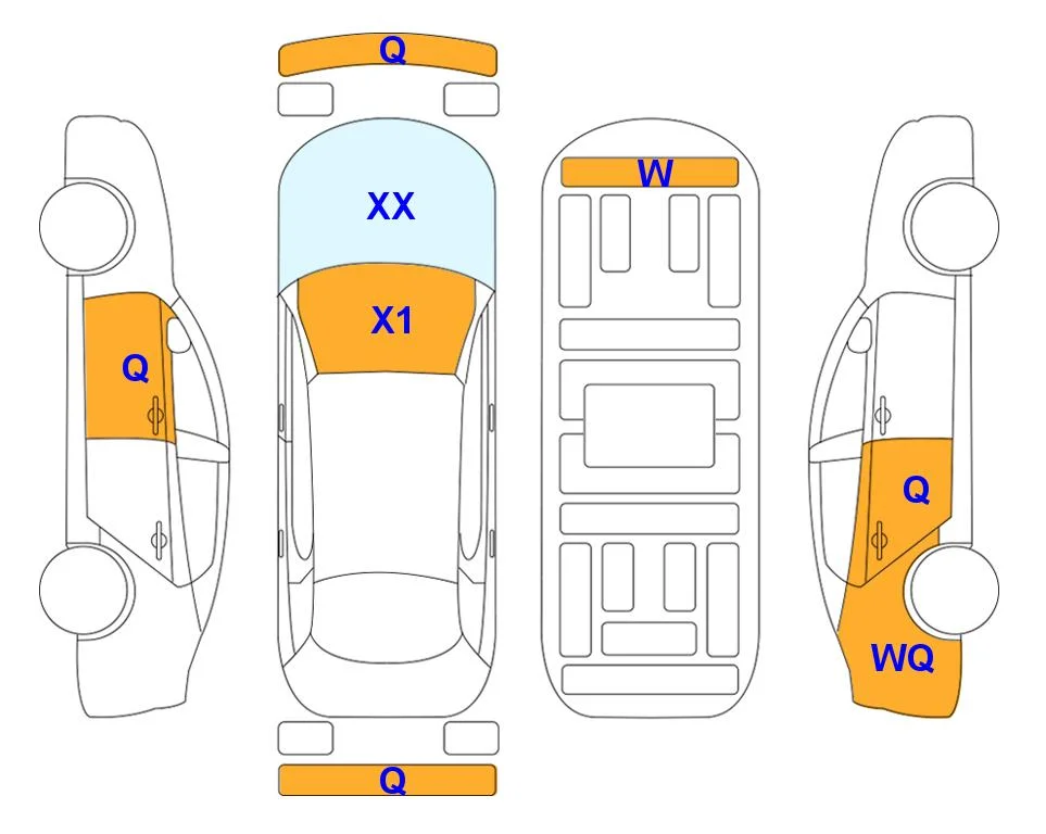 Схема кузова с отметками аукциона Lotte Auto Auction