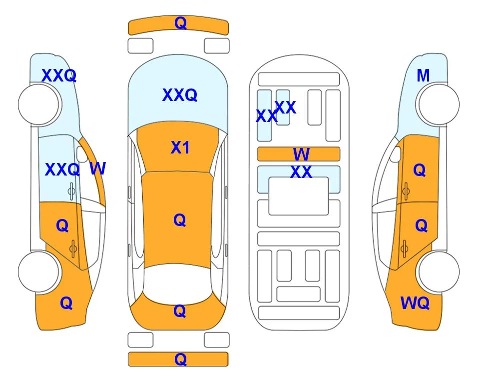 Схема кузова с отметками аукциона Lotte Auto Auction