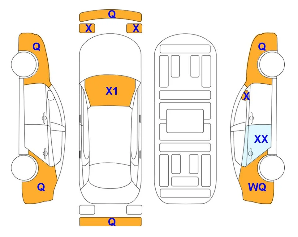 Схема кузова с отметками аукциона Lotte Auto Auction