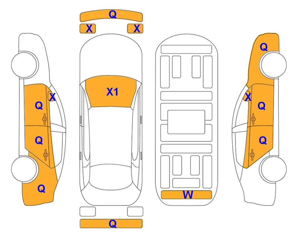Body diagram with the marks of Lotte Auto Auction