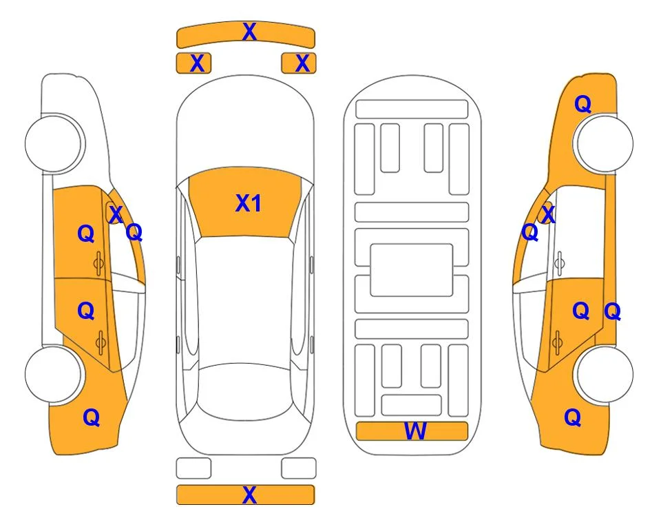Body diagram with the marks of Lotte Auto Auction