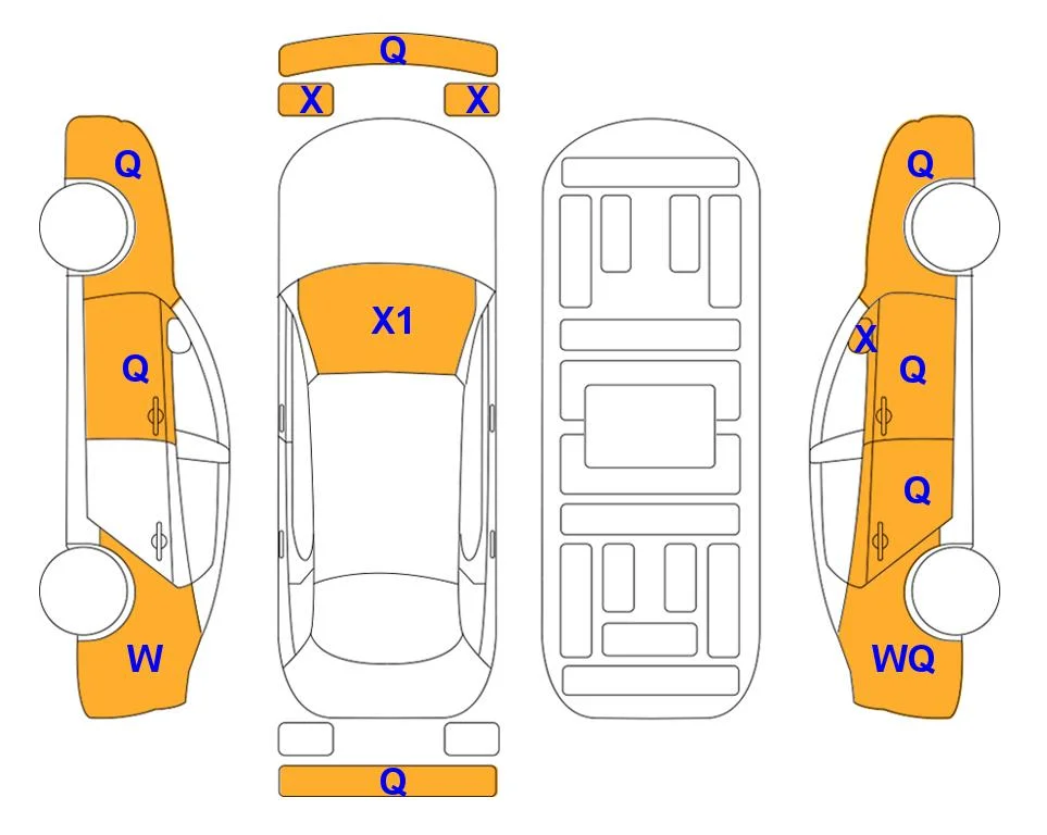 Схема кузова с отметками аукциона Lotte Auto Auction