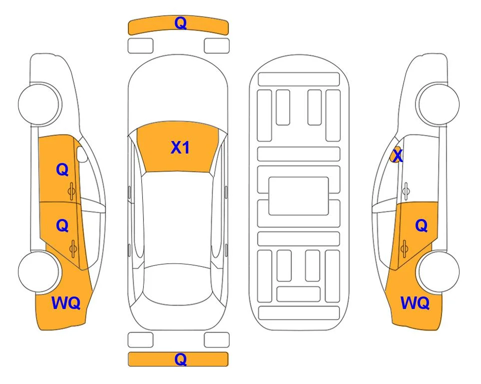 Body diagram with the marks of Lotte Auto Auction