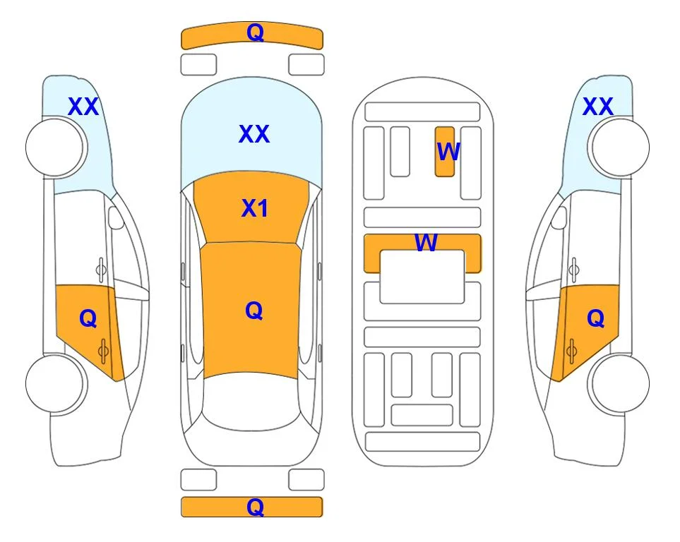 Схема кузова с отметками аукциона Lotte Auto Auction
