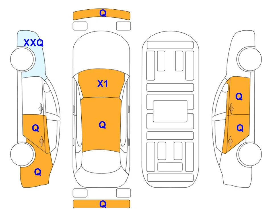 Схема кузова с отметками аукциона Lotte Auto Auction