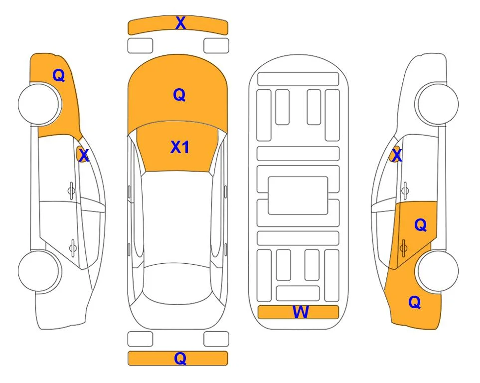 Body diagram with the marks of Lotte Auto Auction