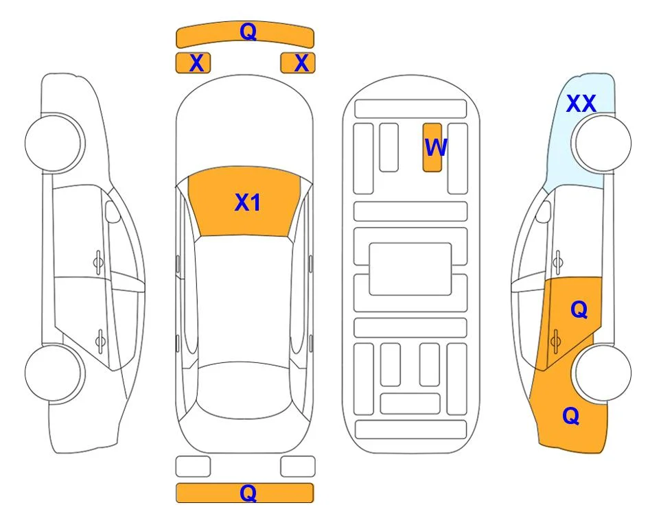 Схема кузова с отметками аукциона Lotte Auto Auction