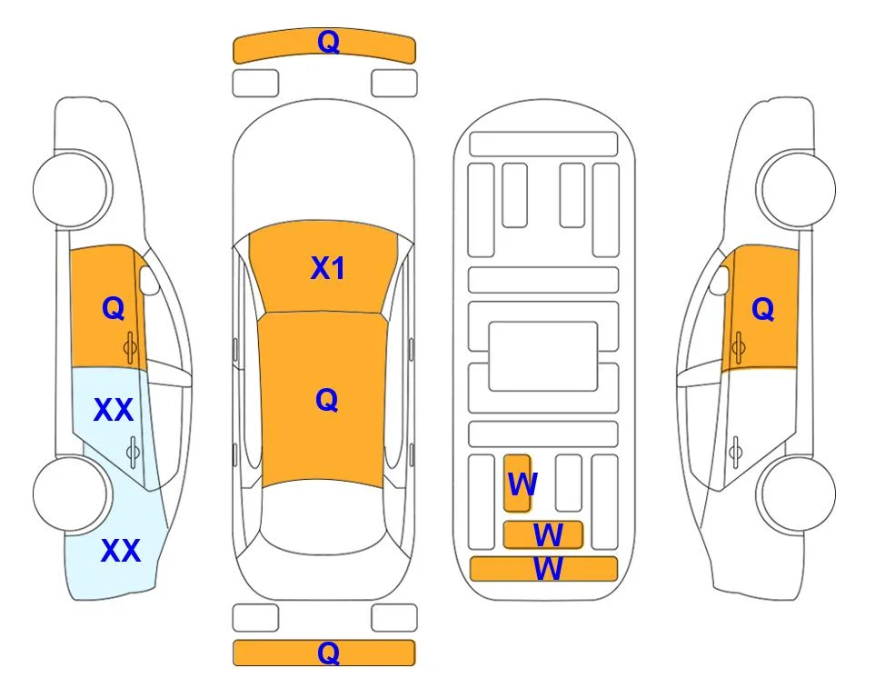 Схема кузова с отметками аукциона Lotte Auto Auction