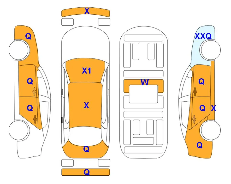 Схема кузова с отметками аукциона Lotte Auto Auction