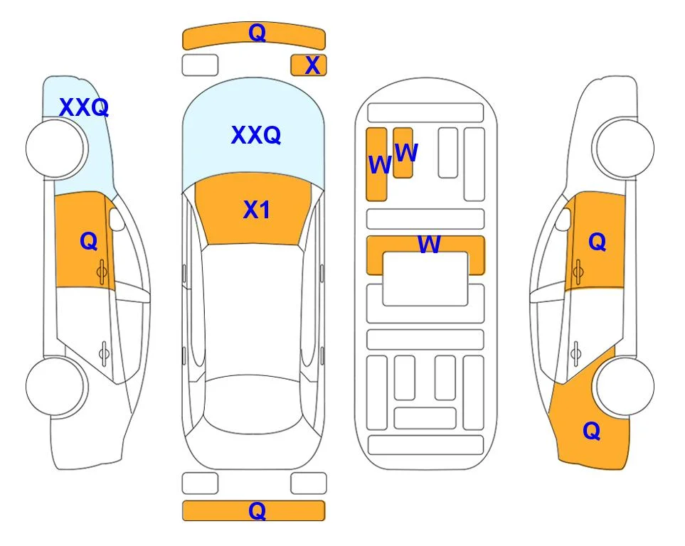 Схема кузова с отметками аукциона Lotte Auto Auction