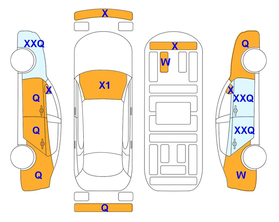 Схема кузова с отметками аукциона Lotte Auto Auction