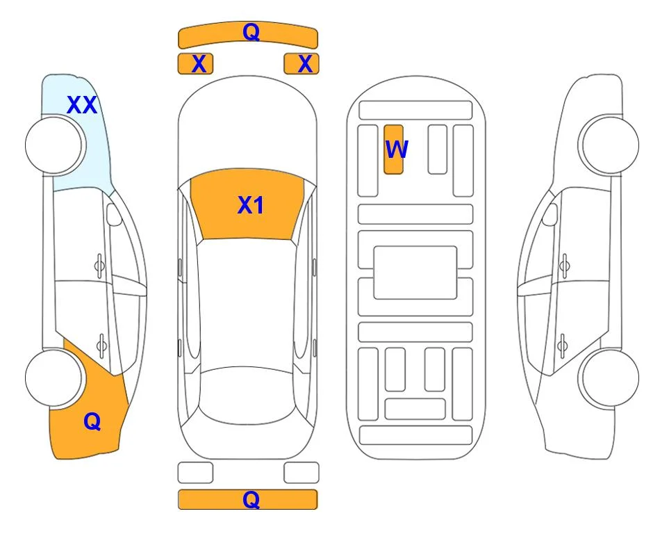 Схема кузова с отметками аукциона Lotte Auto Auction