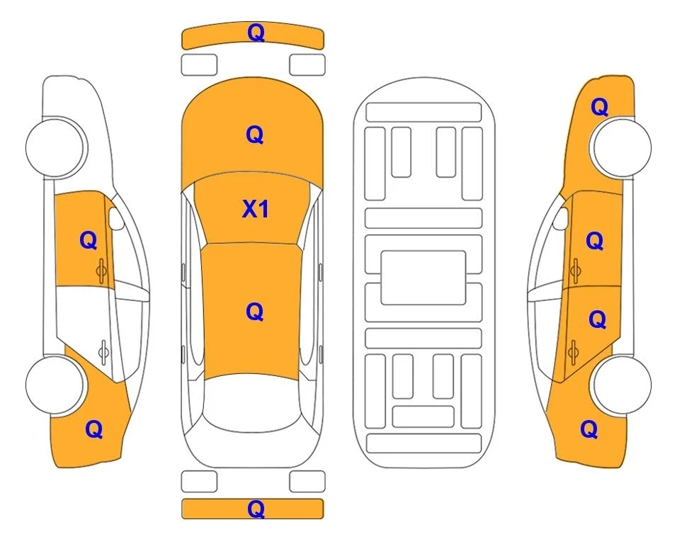 Схема кузова с отметками аукциона Lotte Auto Auction
