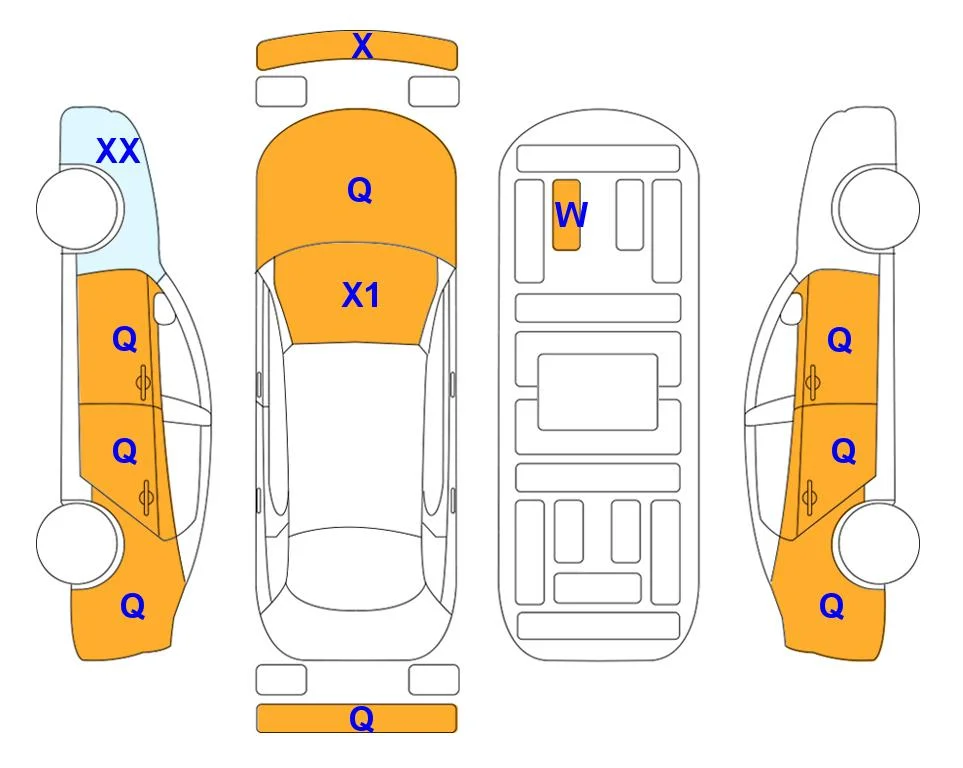 Body diagram with the marks of Lotte Auto Auction