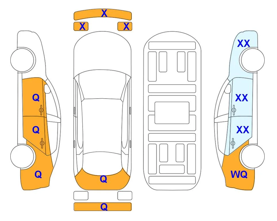Схема кузова с отметками аукциона Lotte Auto Auction