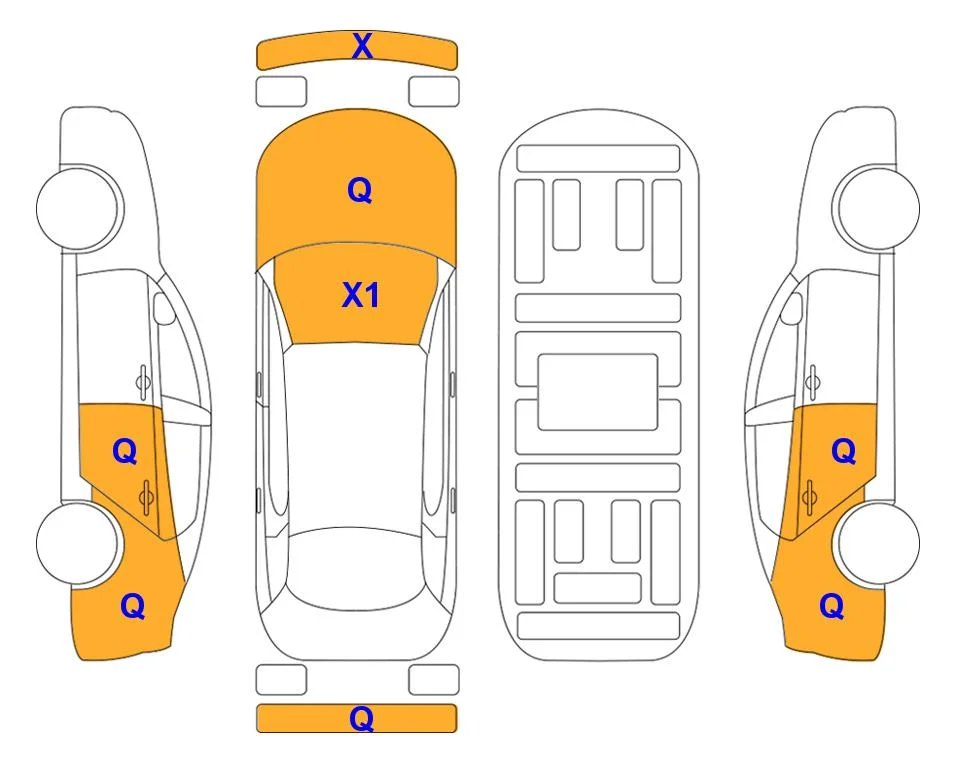 Схема кузова с отметками аукциона Lotte Auto Auction