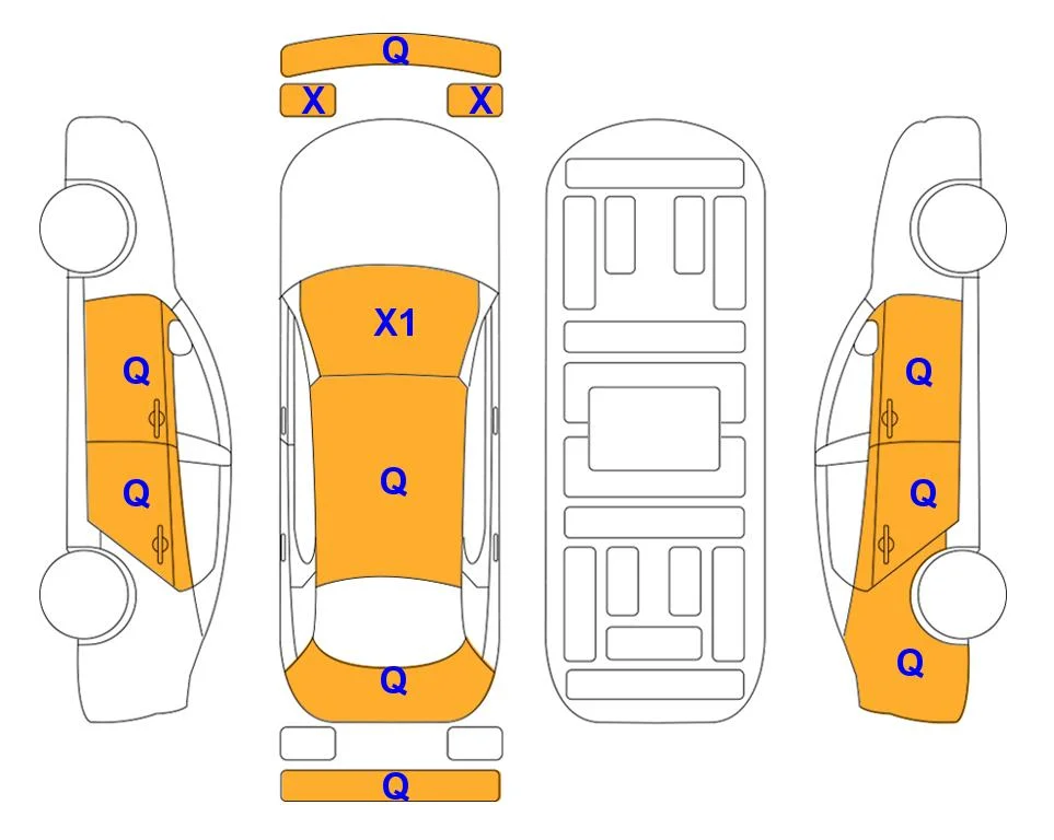 Схема кузова с отметками аукциона Lotte Auto Auction