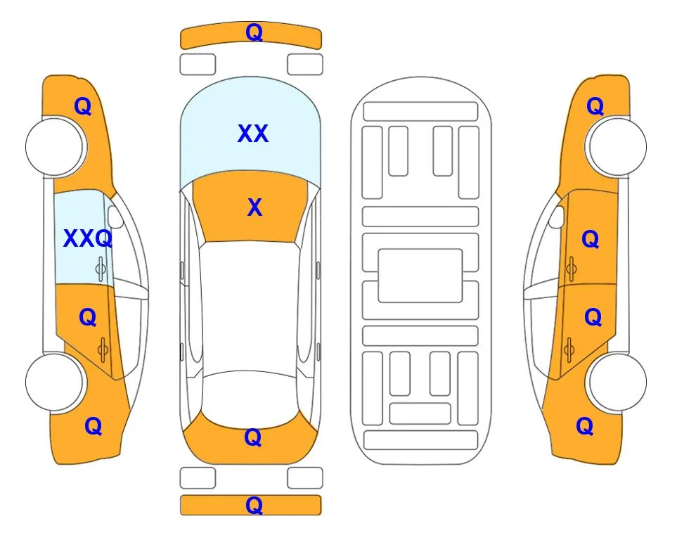 Схема кузова с отметками аукциона Lotte Auto Auction