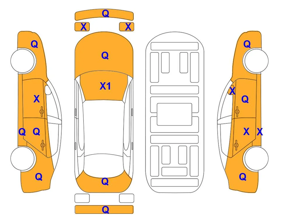 Схема кузова с отметками аукциона Lotte Auto Auction