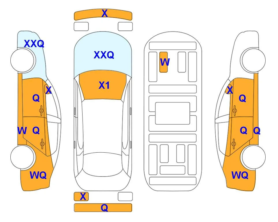 Схема кузова с отметками аукциона Lotte Auto Auction