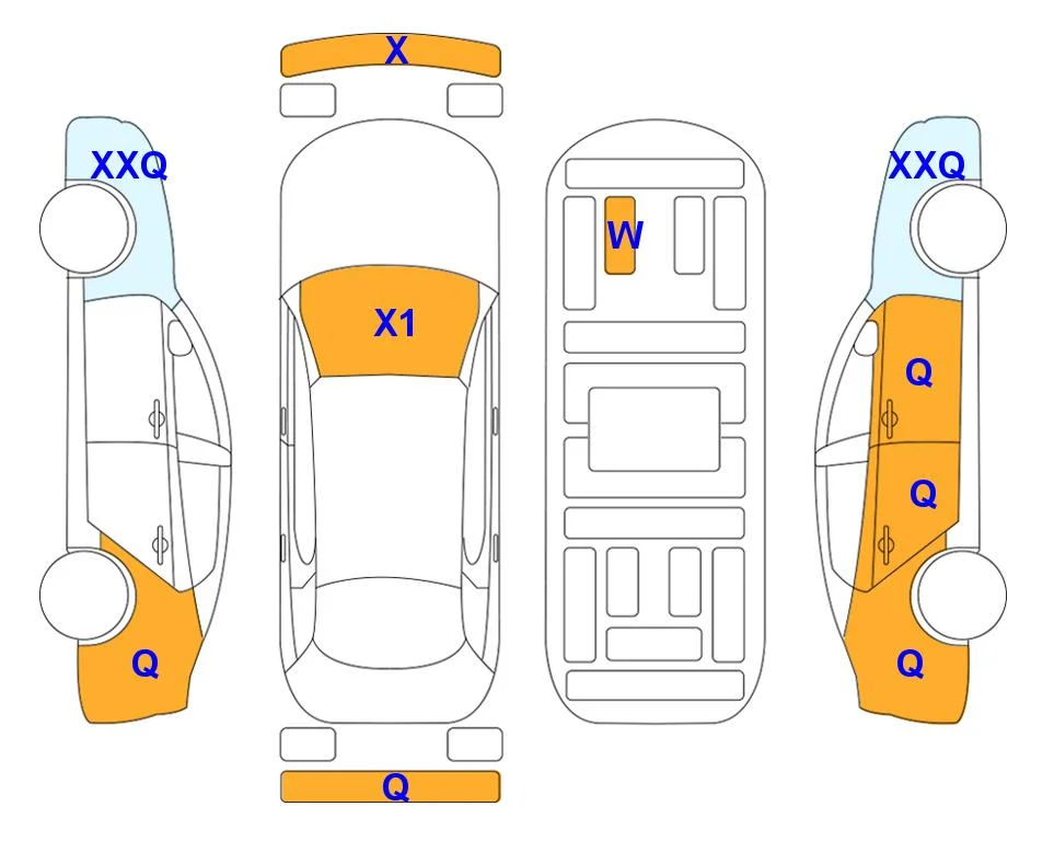 Схема кузова с отметками аукциона Lotte Auto Auction