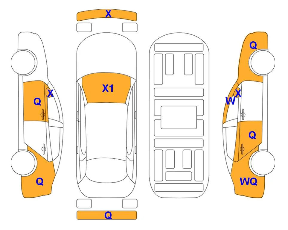 Схема кузова с отметками аукциона Lotte Auto Auction
