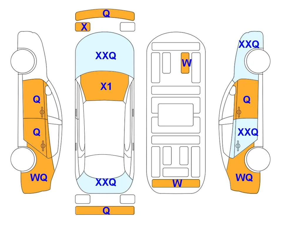 Схема кузова с отметками аукциона Lotte Auto Auction