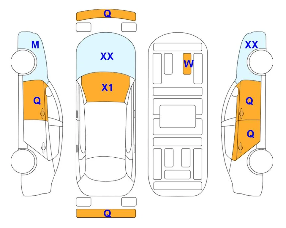 Схема кузова с отметками аукциона Lotte Auto Auction