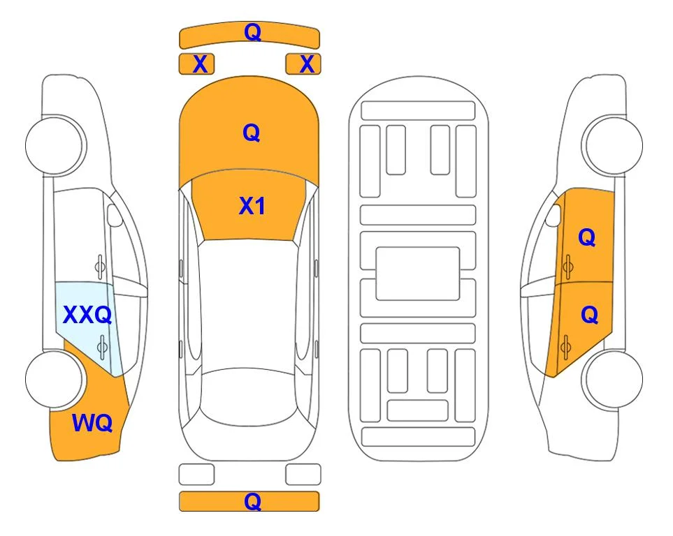 Схема кузова с отметками аукциона Lotte Auto Auction
