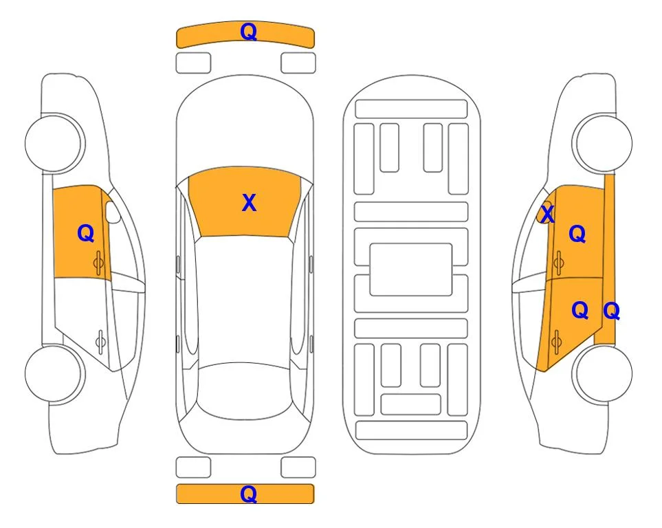 Body diagram with the marks of Lotte Auto Auction