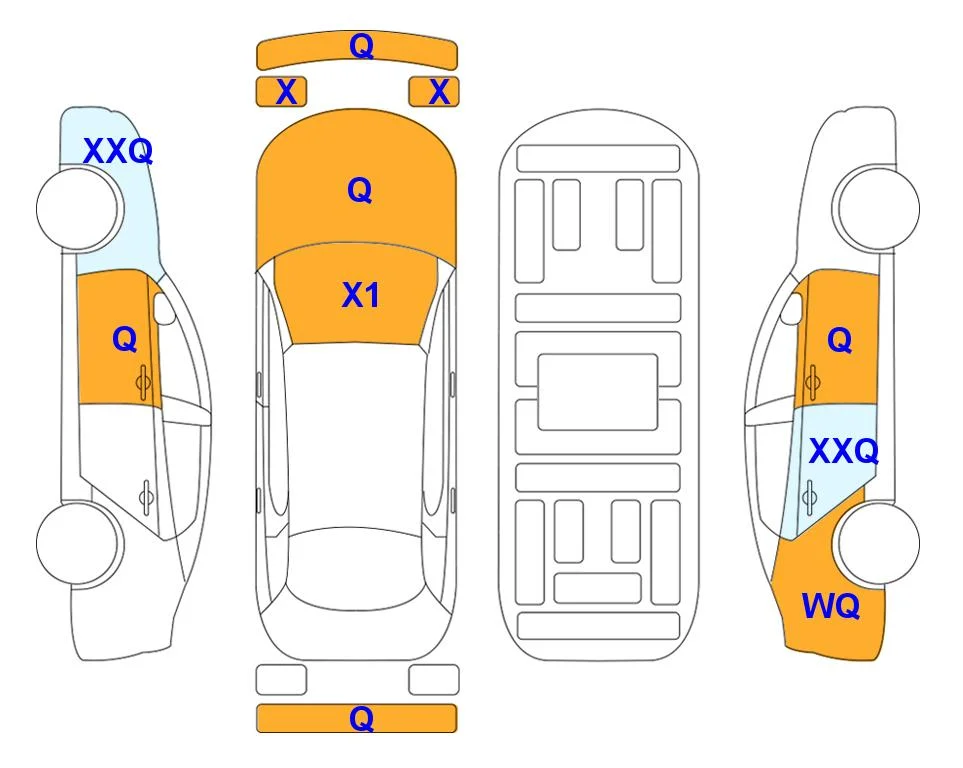Схема кузова с отметками аукциона Lotte Auto Auction