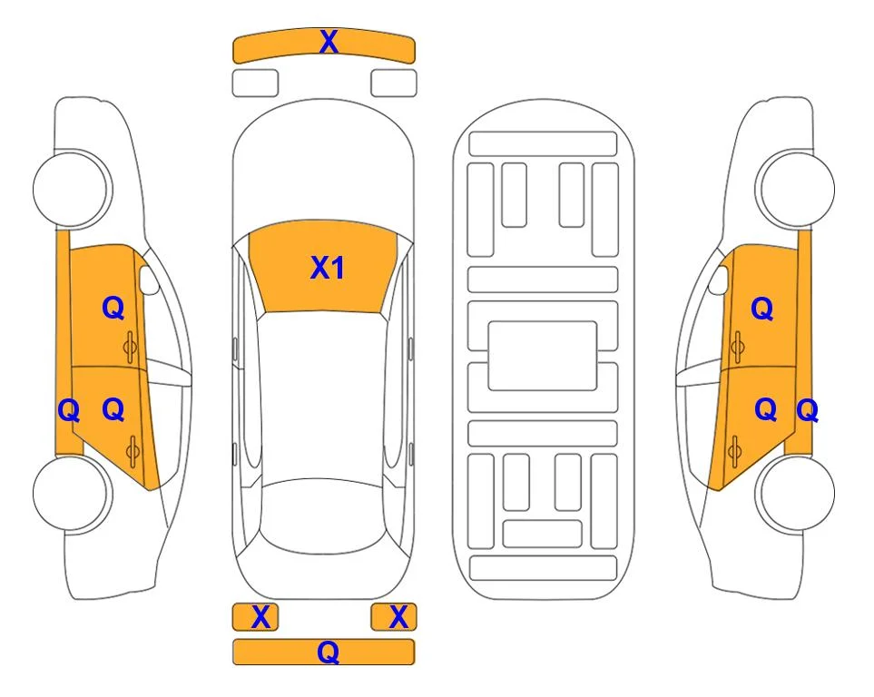 Схема кузова с отметками аукциона Lotte Auto Auction