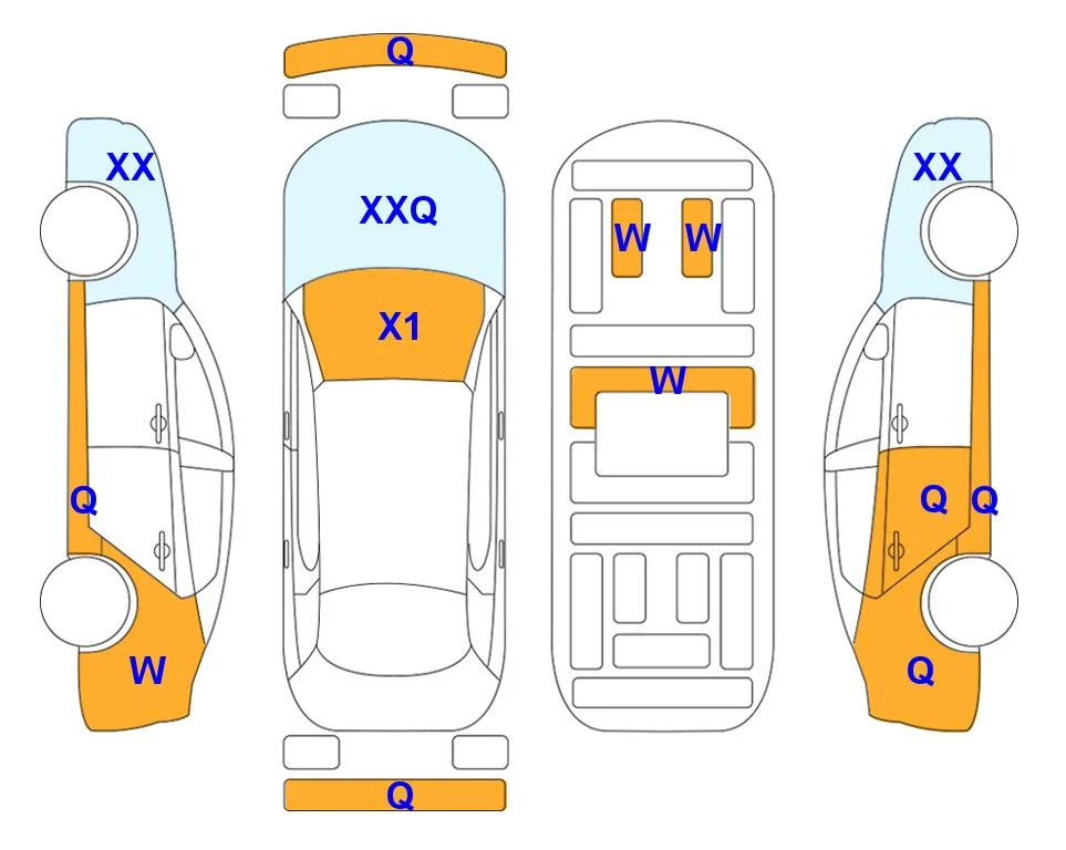 Body diagram with the marks of Lotte Auto Auction
