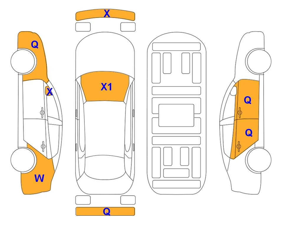 Схема кузова с отметками аукциона Lotte Auto Auction