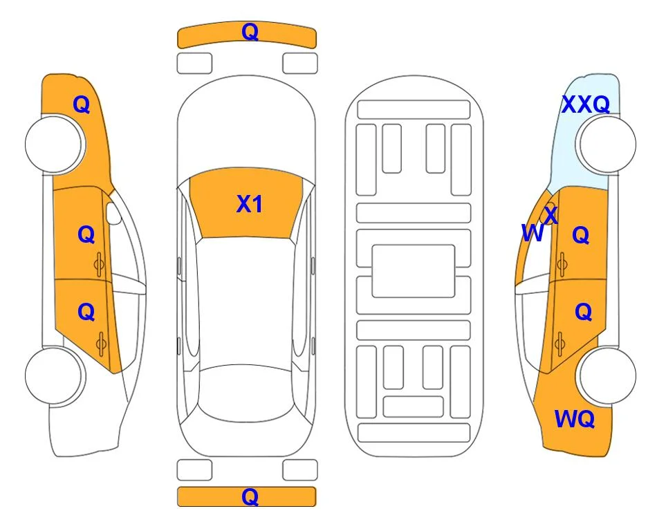 Схема кузова с отметками аукциона Lotte Auto Auction