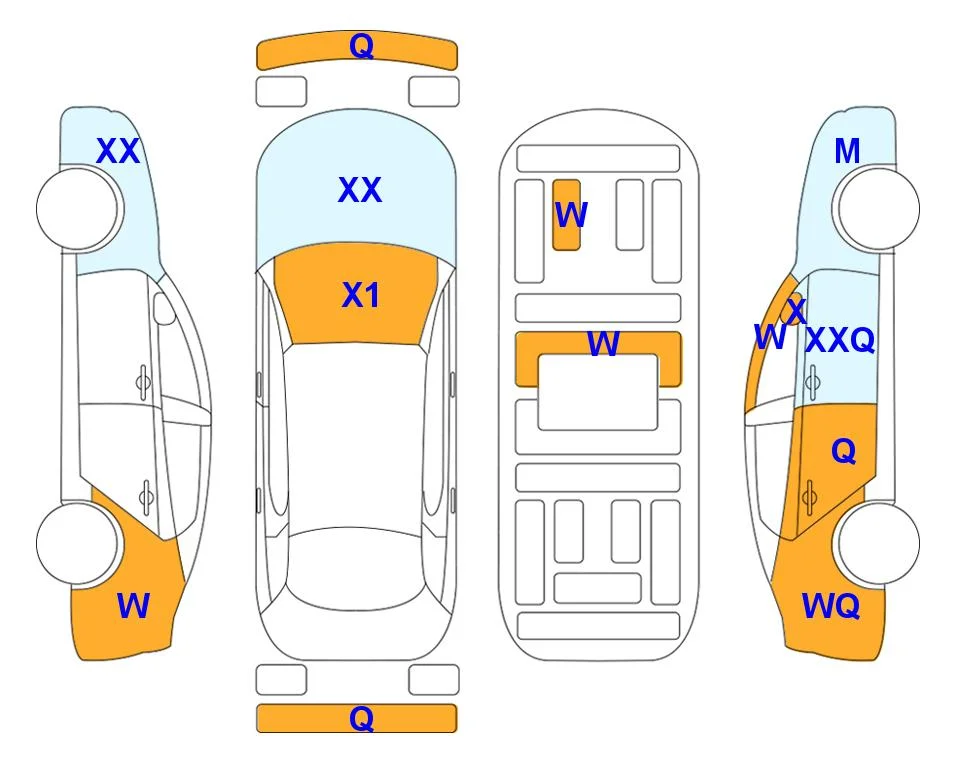 Схема кузова с отметками аукциона Lotte Auto Auction