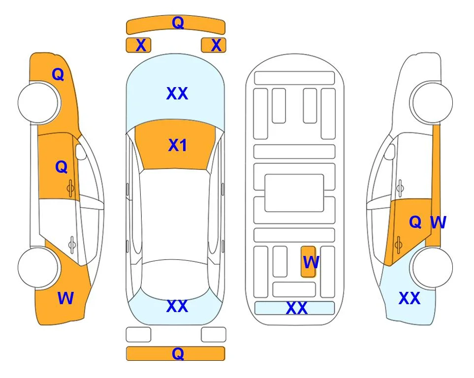 Body diagram with the marks of Lotte Auto Auction