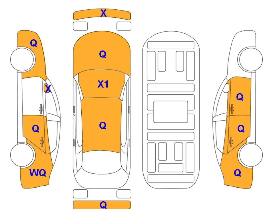 Схема кузова с отметками аукциона Lotte Auto Auction