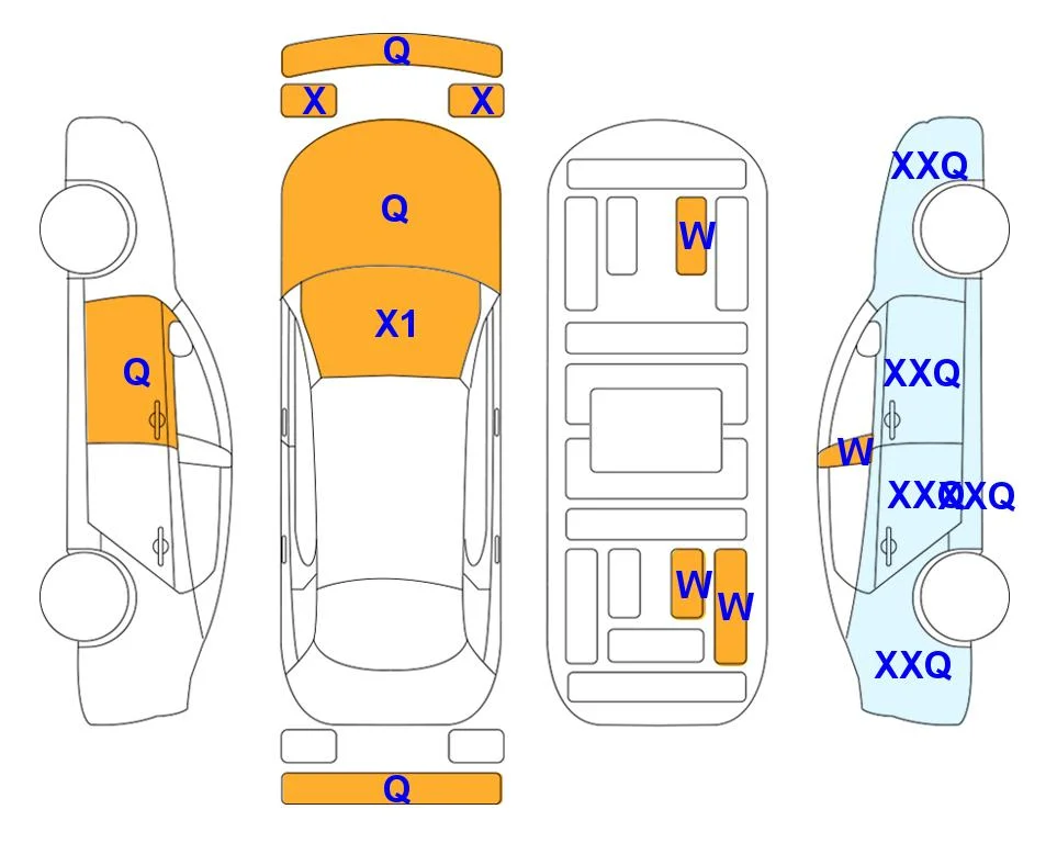 Схема кузова с отметками аукциона Lotte Auto Auction
