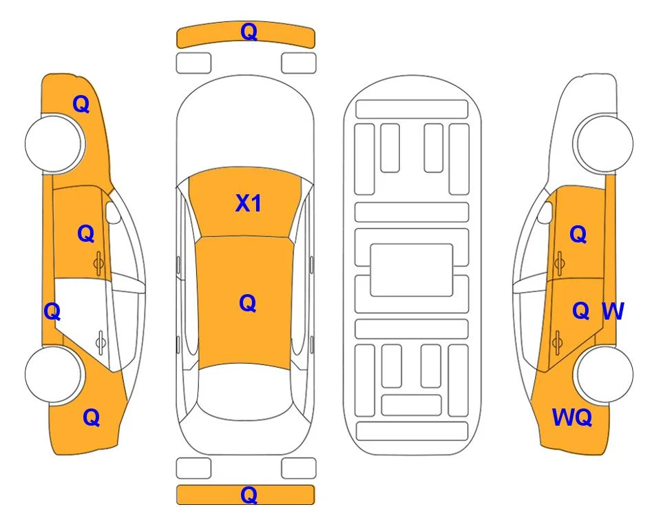 Схема кузова с отметками аукциона Lotte Auto Auction
