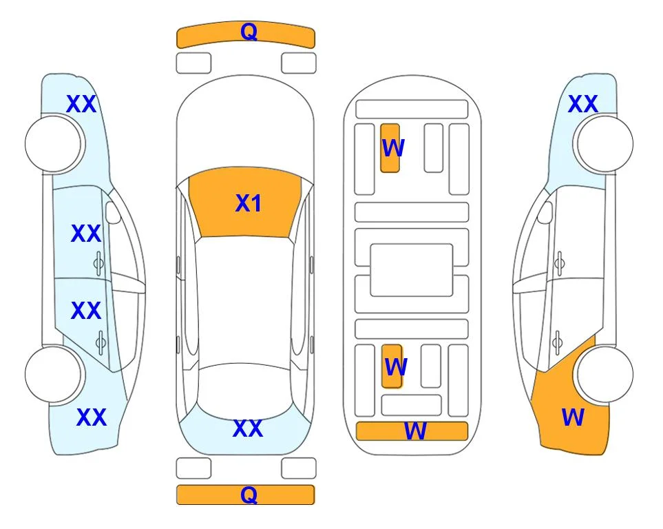 Схема кузова с отметками аукциона Lotte Auto Auction