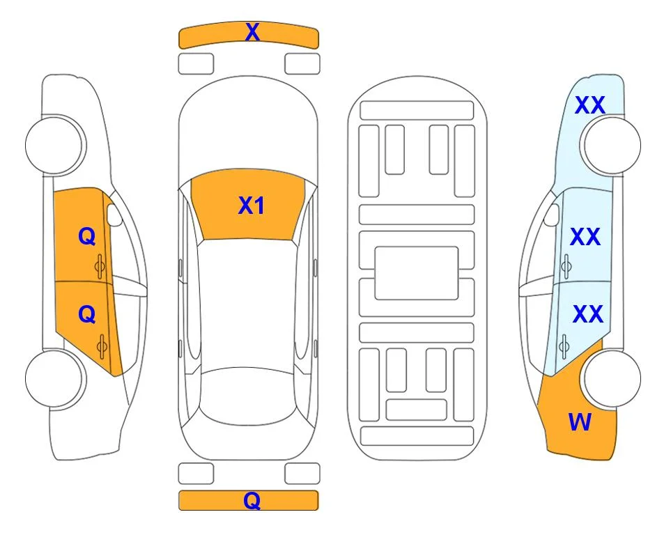 Схема кузова с отметками аукциона Lotte Auto Auction