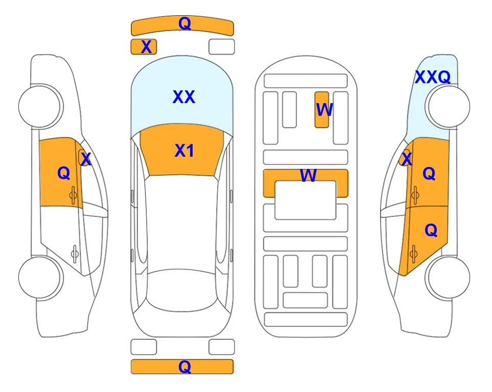 Body diagram with the marks of Lotte Auto Auction