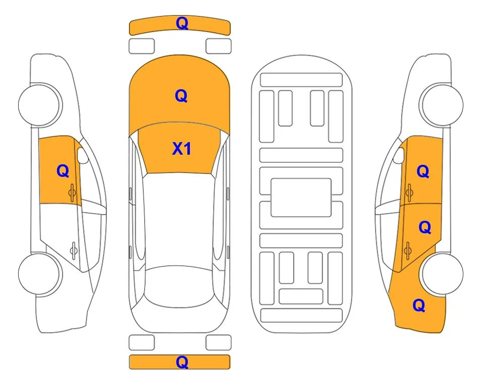 Схема кузова с отметками аукциона Lotte Auto Auction
